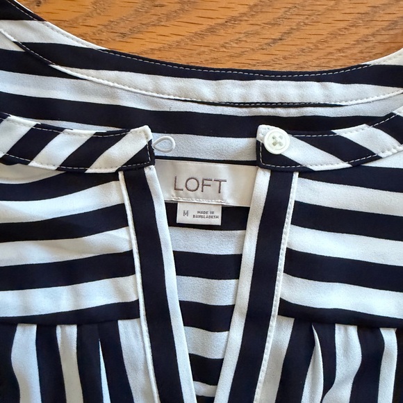 LOFT Striped Ruffled Sleeveless Shell - Picture 4 of 4